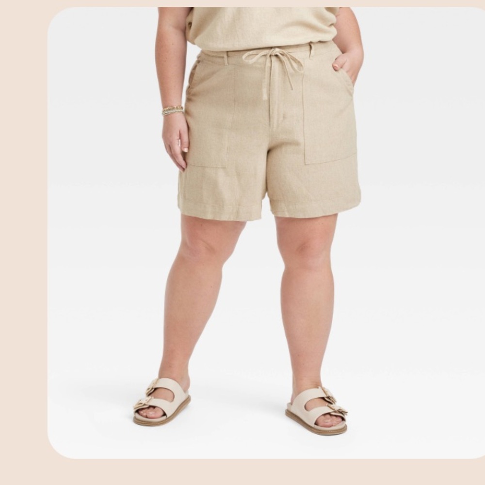 NWT Universal Thread high-rise tie waist linen trouser shorts size 26